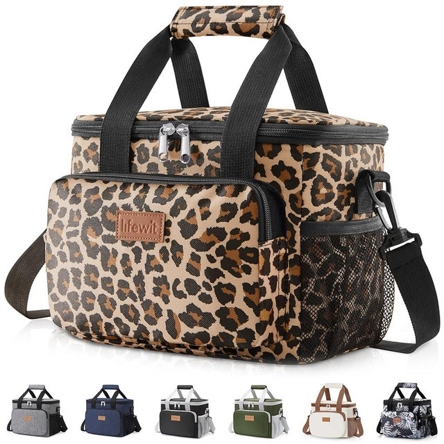 Lifewit Medium Lunch Bag, Insulated Lunch Box, Soft Cooler Cooling Tote for Adult Men Women, Leopard 12-Can (9L)