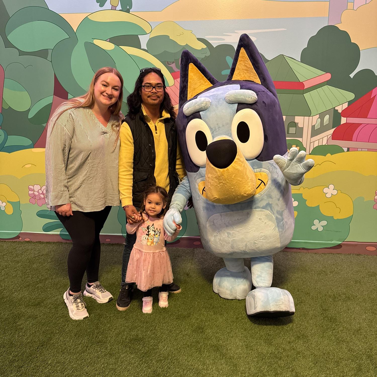 Meeting Bluey with Layla