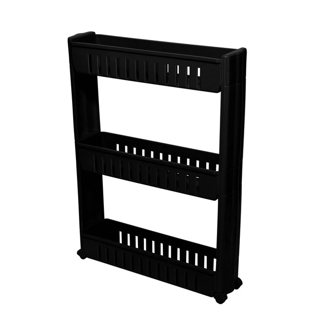 Simplify 3 Tier Slim Rolling Organizer Rack with Wheels Matte Black Kennedy International