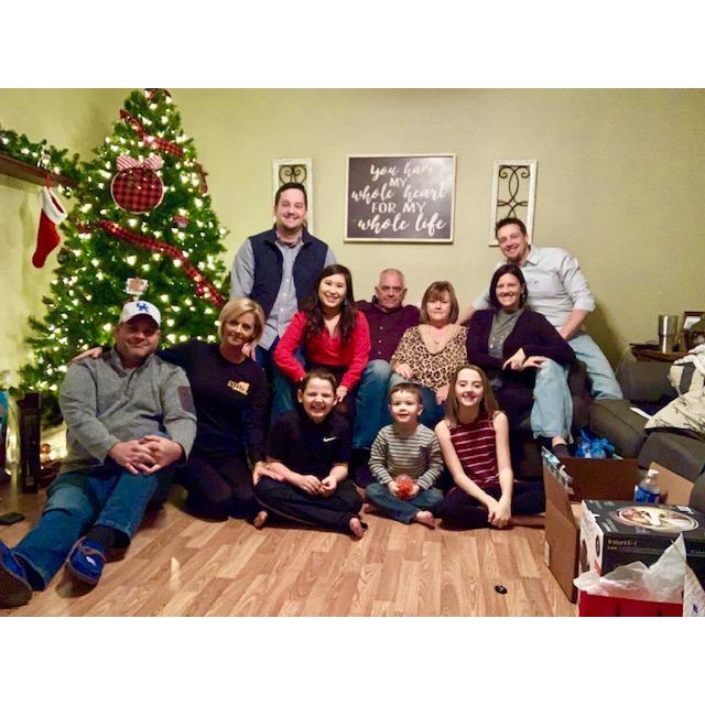 This was during one of our best Christmases! Here we are with the whole family (Dad, Sherry, Stacey, Dave, Kellie, Jerry, Ainsley, Gavin and Grahm).