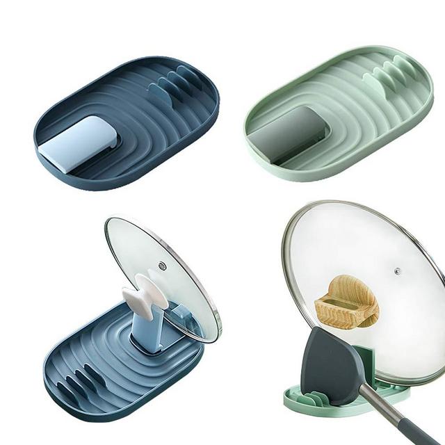 2 PCS Multifunctional Spoon Rest And Pot Lid Holder - Pot Lid Holder Spoon Rest Pan Pot Cover Lid Rack Shelf Stand Holder Spoon Holder Utensil Rest Stove Organizer Cutting Board Rack Foldable