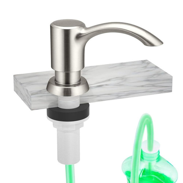 SAMODRA Built-in Kitchen Sink Soap Dispenser (Brushed Nickel) with 39" Extended Tube Kit, Upgraded Leak-Proof Design, No More Messy Refill
