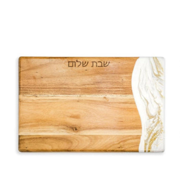 Canadian-Maple Challah Board - White and Gold