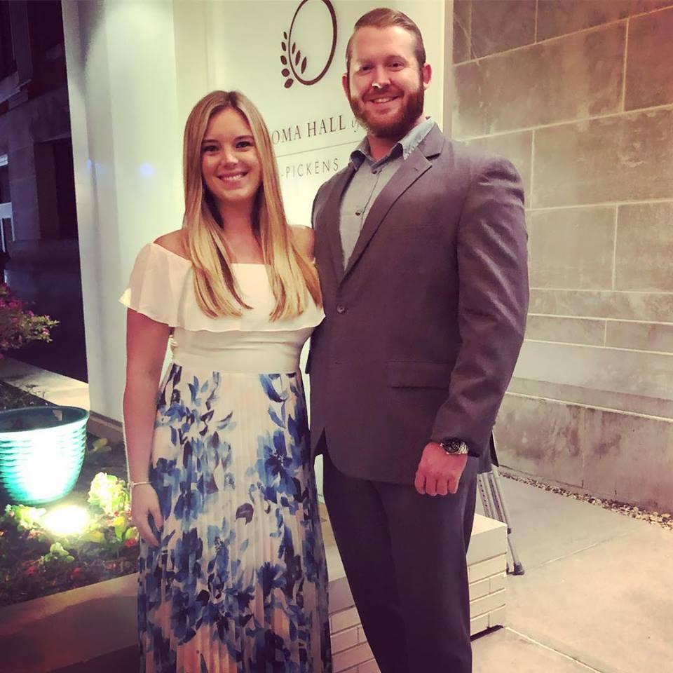 Attending our first wedding together, all dressed up!