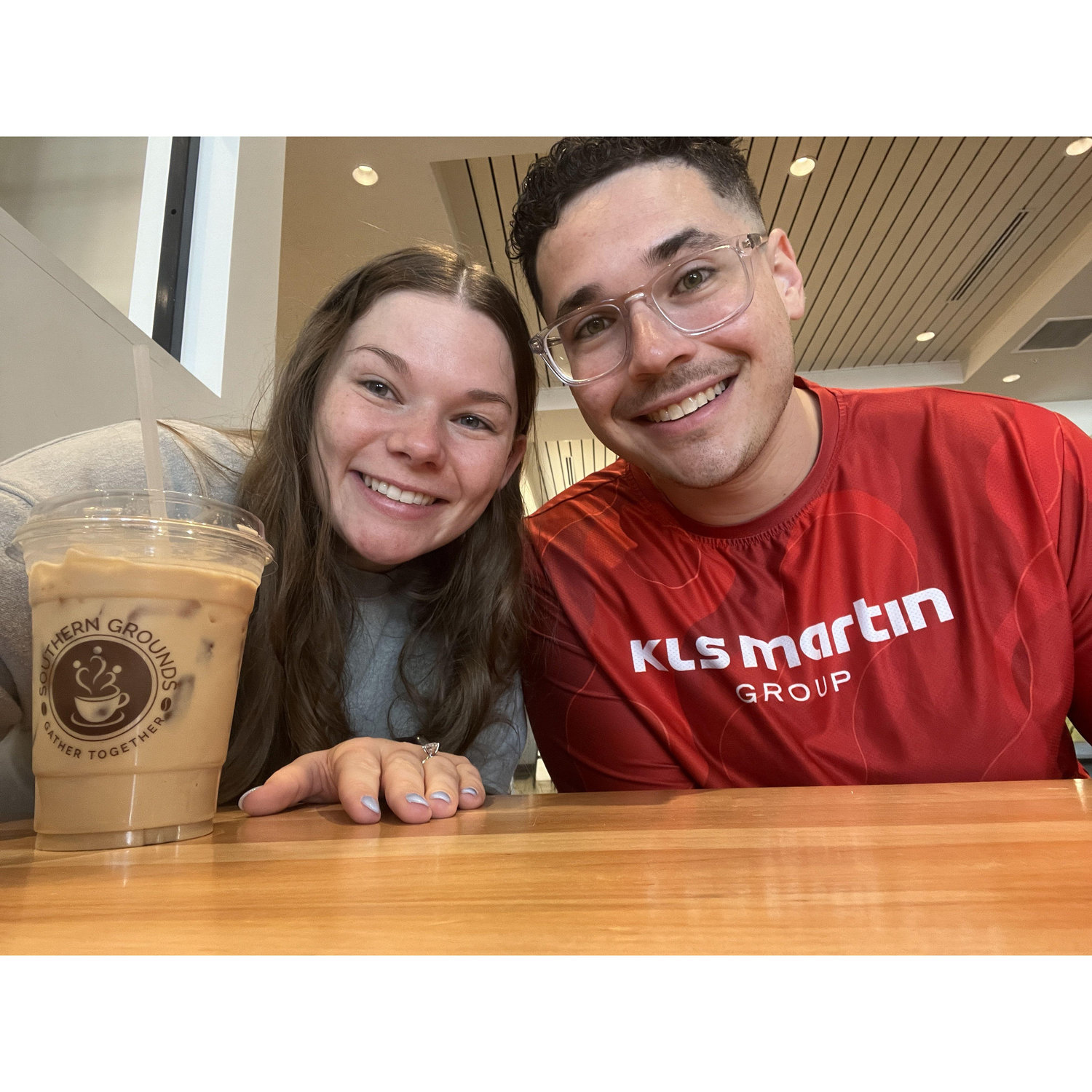 First morning engaged, breakfast at our first date spot, Southern Grounds.