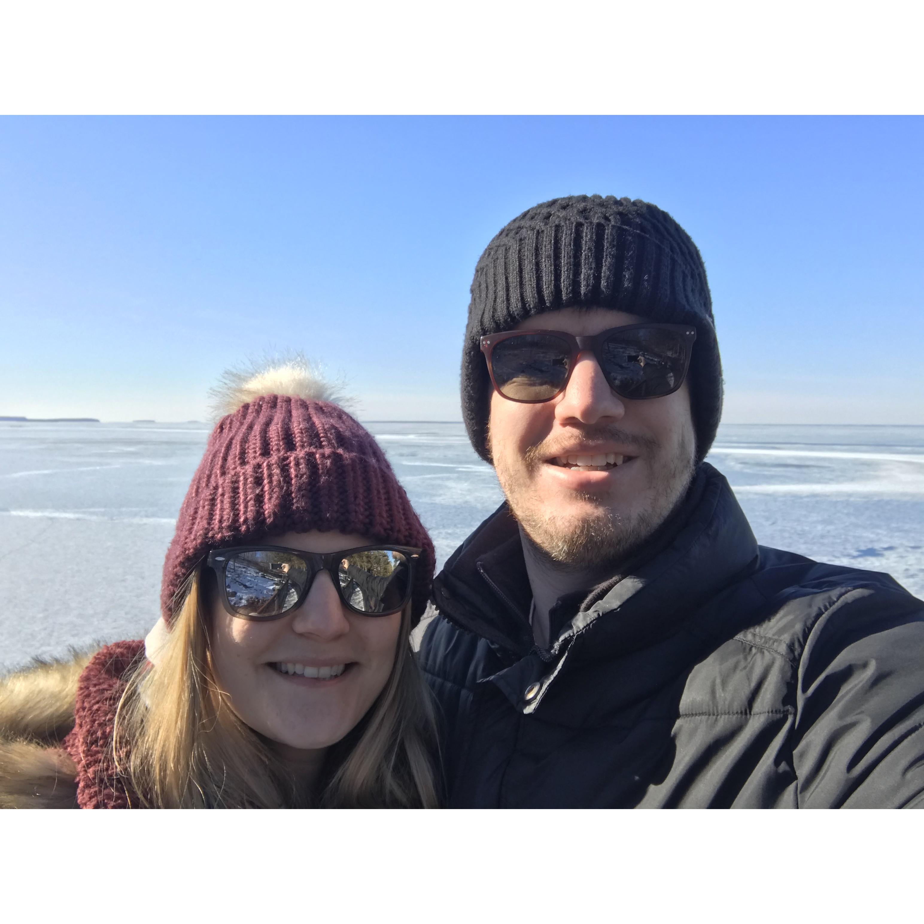 In Door County taking in the sites of the frozen bay
