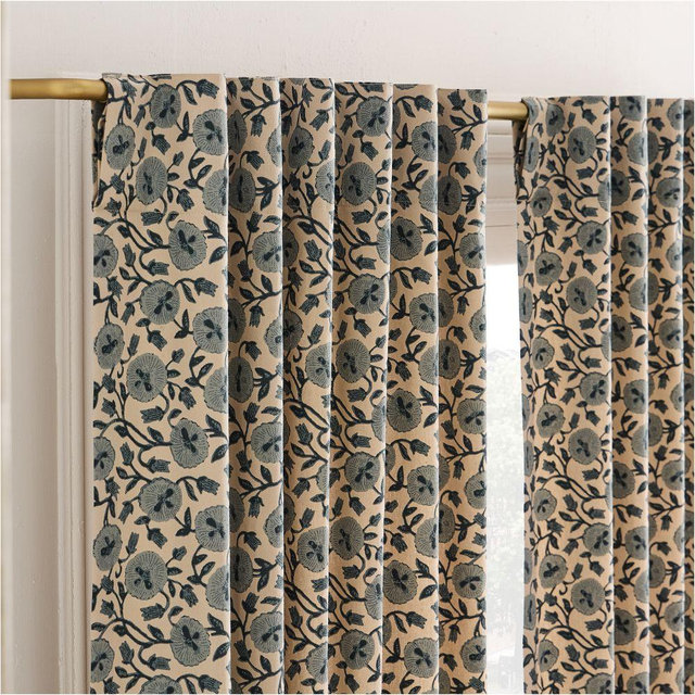 Laney Floral Curtain, 48'x108, Chambray