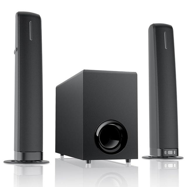 Assistrust Sound Bar with Subwoofer, 110W Sound Bar for Smart TV with Adjustable Deep Bass & Volume Boost & 3 EQ Modes, Bluetooth/ARC/Opt/AUX, Detachable Soundbar for TV/PC/Gaming/Projector