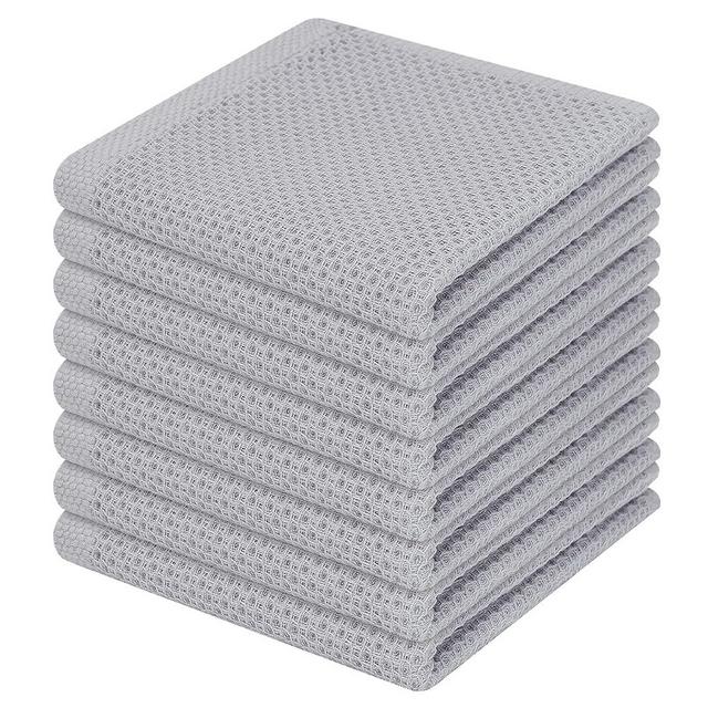 Homaxy 100% Cotton Waffle Weave Kitchen Dish Cloths, Ultra Soft Absorbent Quick Drying Dish Towels, 12 x 12 Inches, 8-Pack, Light Gray