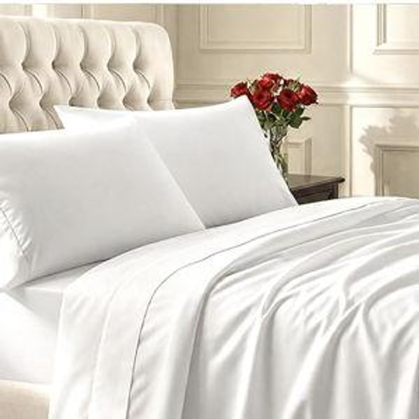 100% Cotton Sheets Queen Size Bed Set | Queen | White