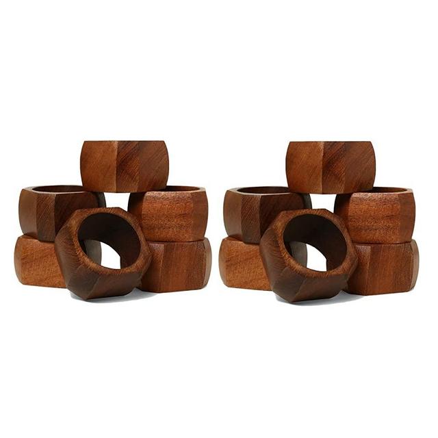 THE ASCENT MEMORIAL Wooden Napkin Rings Set of 12 for Dinning Table Decor | Wood Napkin Holder Set of Twelve for Dinner Table Decoration | Napkin Ring for Home and Kitchen Decor