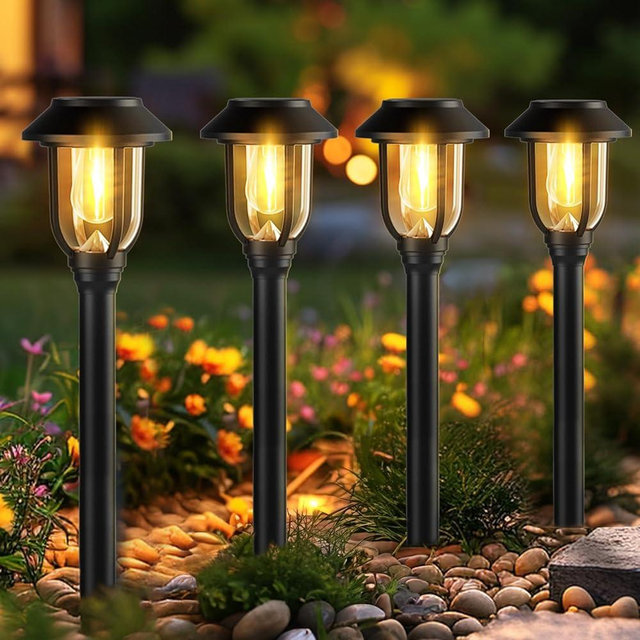 10 Pack Solar Pathway Lights Outdoor, Waterproof Solar Lights Outside Auto On/Off LED Landscape Lights Updated Solar Powered for Yard Garden Walkway Lawn House Stake Sidewalk Decor 3000K Warm White