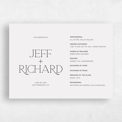 Smoke, Grey Wedding Program - Hazeldale
