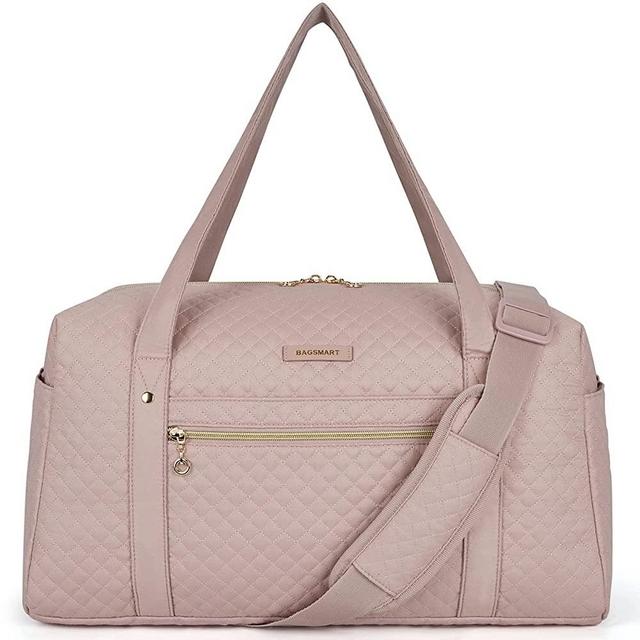 Travel Duffle bag, BAGSMART Weekender Overnight Bag for Women Large carry on bag With Shoe Bag,Laptop Compartment,Electronics,Pink