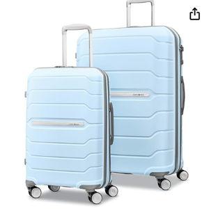 Samsonite Freeform 2-Piece Luggage Set - Carry-On & Large Checked Luggage with Dual Spinner Wheels - Durable Polypropylene Hardshell - TSA Lock, Airline-Approved - Expandable Hard Shell - Sky Blue