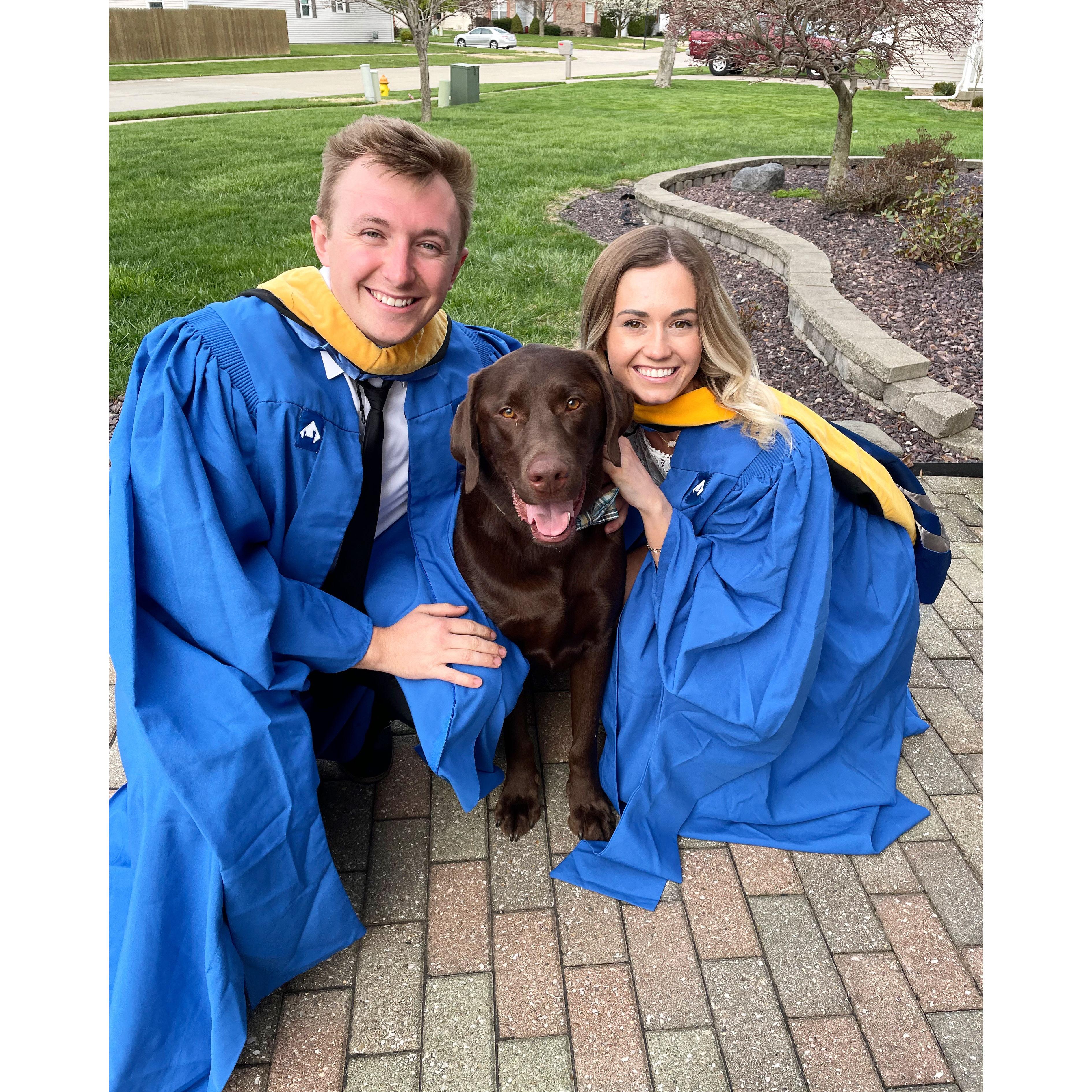 April 2022: Pre-graduation pictures with Coop, of course!