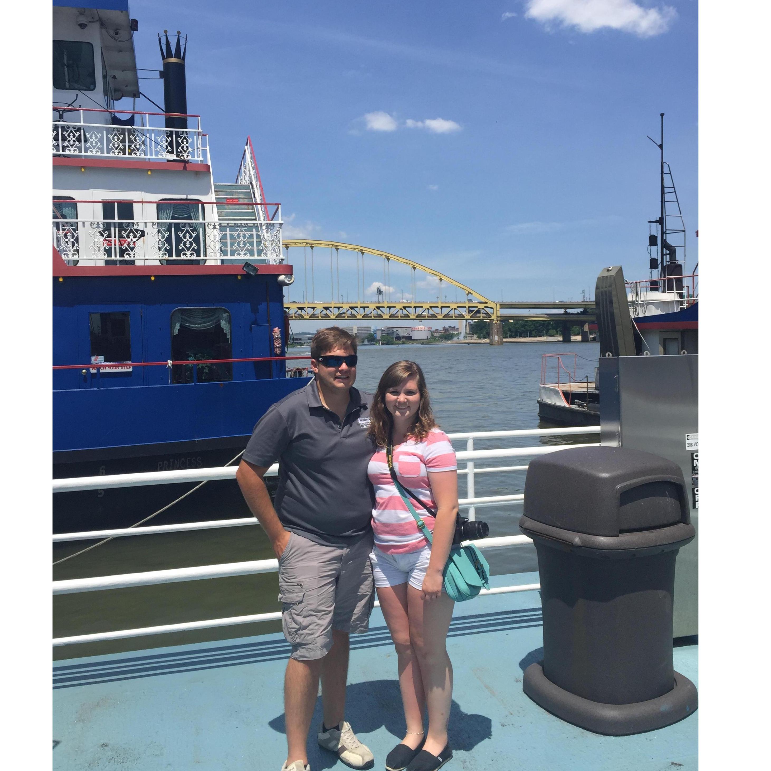 Torrie and I getting ready to board the Gateway Clipper in Pittsburgh PA on a tip where she met my family for the first time