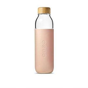 Soma 17 oz. BPA-free Wide Mouth Glass Water Bottle with Silicone Sleeve, Blush
