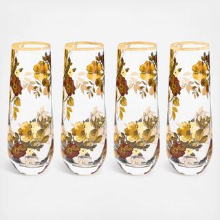 Wild Rose Stemless Flute Glass, Set of 4