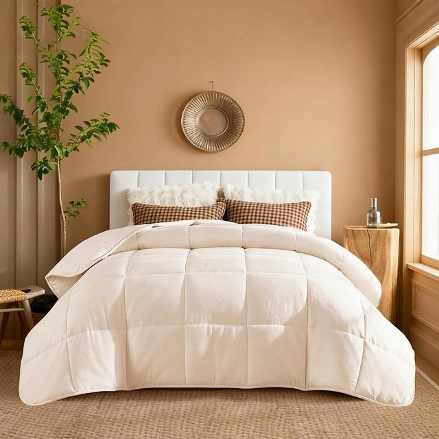 YnM Weighted Blanket Queen 20lbs, The Heavy Oversized Weighted Comforter, Warm & Fluffy Throw (Neutral Beige, 20lbs, 90" Lx90 W)