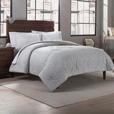 Garment Washed Printed Full/Queen Comforter Set in Fog Popcorn