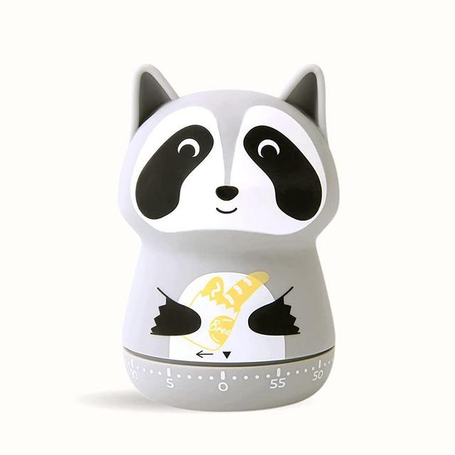AYUOO Kitchen Timer Cute Craft 60 Minutes Timer Mechanical Wind Up Egg Timer Cooking Timer Home Decor (Gray Raccoon)