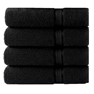 COTTON CRAFT - 4 Pack - Ultra Soft Oversized Extra Large Bath Towels 30x54 Black - 100% Pure Ringspun Cotton - Luxurious Rayon Trim - Ideal for Daily Use - Each Towel Weighs 22 Ounces