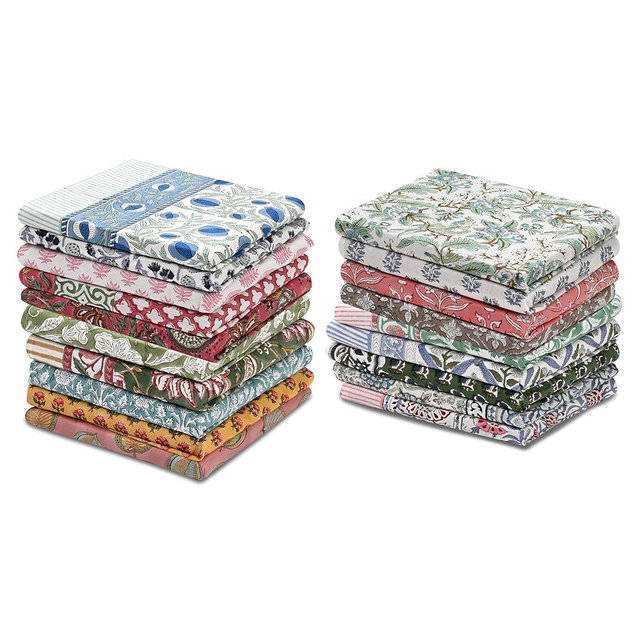 Ridhi Mix Hand Block Print Cotton Kitchen Towel Set of 6-16 x28 Ultra Absorbent Quick Dry 100% Cotton Dish Towels Lightweight Reusable Sustainable Tea Towels for Cleaning and Drying