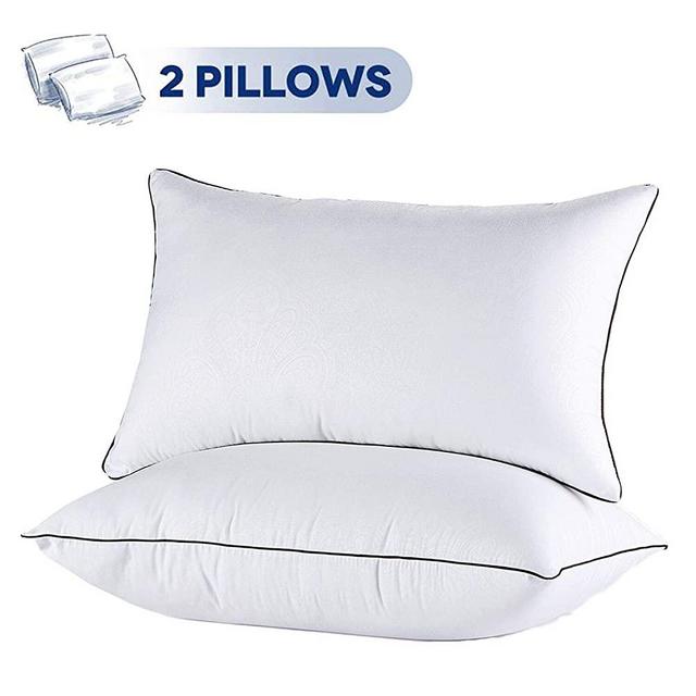 JOLLYVOGUE 2 Pack Bed Pillows for Sleeping-Hypoallergenic Sleeping Pillows for Side and Back Sleeper Hotel Pillows Down Alternative Pillow with Super Soft Plush Fiber Fill-Standard Size