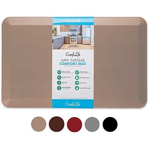 ComfiLife Anti Fatigue Floor Mat – 3/4 Inch Thick Perfect Kitchen Mat, Standing Desk Mat – Comfort at Home, Office, Garage – Durable – Stain Resistant – Non-Slip Bottom – Beige, 20x32 Inch