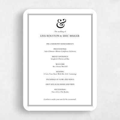 Black Rounded Wedding Program - Verona Letterpress