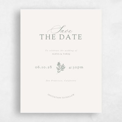 Deep Sage, Beige Wedding Save the Date - Leif Portrait
