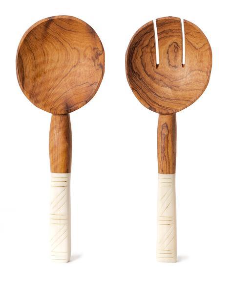 Zig Zag Bone & Wood Salad Servers