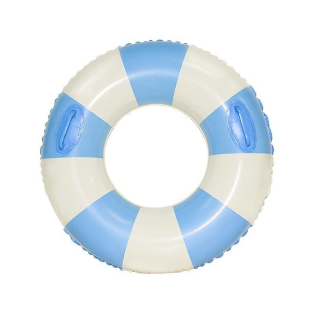 Large Swim Ring with Handles for Kids Adults,35 Inch Classic Striped Pool Inner Tubes,Inflatable Pool Floats,Float Naked,Pool Floaties Adult Size for Summer Pool Party Beach,Blue