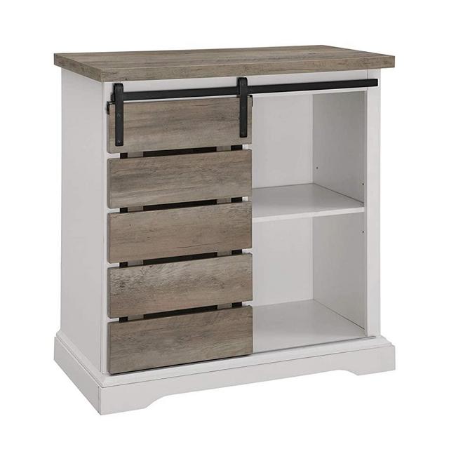 Walker Edison Modern Farmhouse Buffet Sideboard Kitchen Dining Storage Cabinet Living Room, 32 Inch, Grey Wash