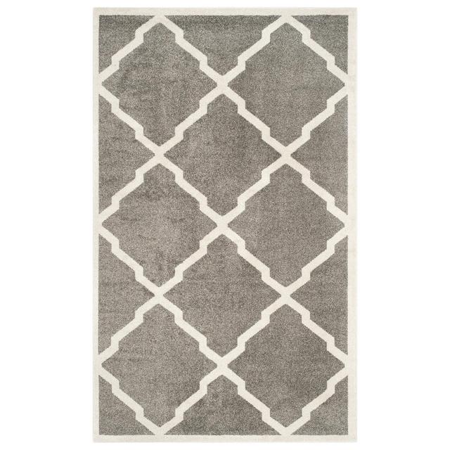 6'X9' Rectangle Outer Patio Rug Dark Gray/Beige - Safavieh