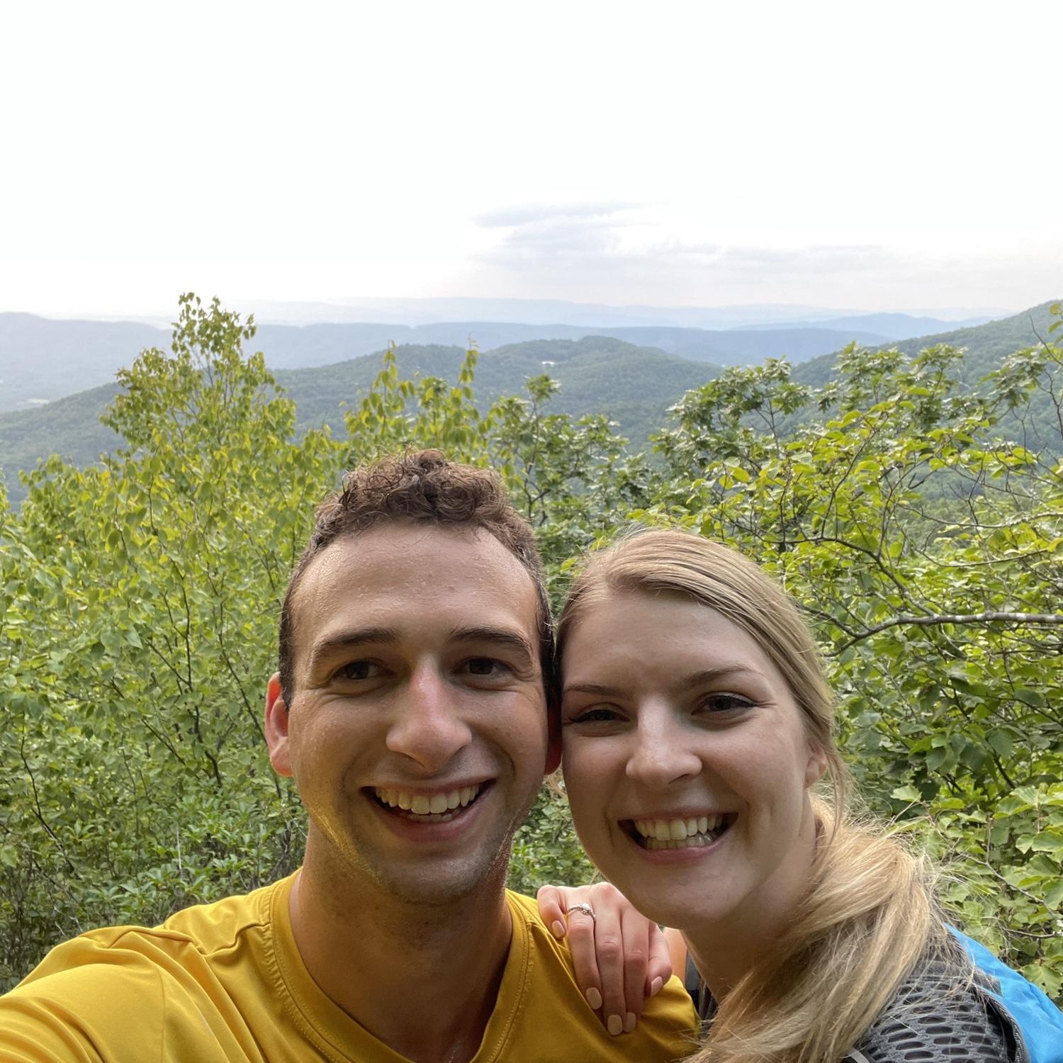 Hiking Sharp Top on James's first Roanoke visit. They kiss for the first time on the way down!!!!