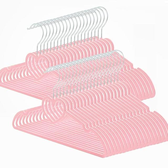 JIUXCF Pink Velvet Hangers 50 Pack, 16" Non Slip Adult Hangers, Slim Clothes Hanger with 360 Degree Swivel Hook - Durable & Cute