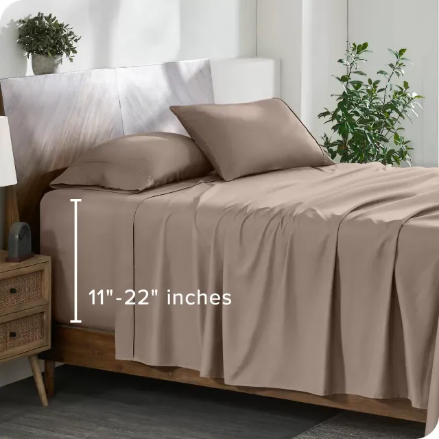 King Taupe 22 Inch Extra Deep Pocket Sheet Set, Double Brushed Microfiber Sheets by Bare Home
