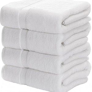 Premium Bath Towels, Circlet Egyptian Cotton White Towel Set, Hotel Quality Soft and Highly Absorbency Towels (Pack of 4, 27x54 Inch)