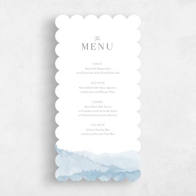 Blue Scalloped Wedding Menu - Denver