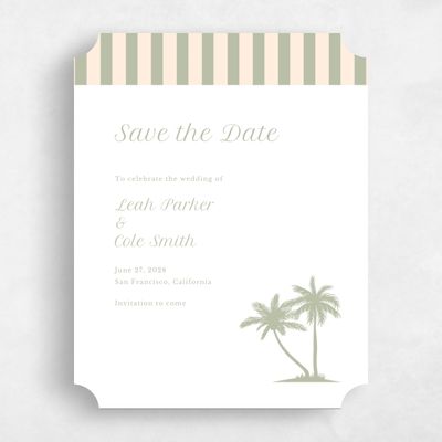 Green Ticket Wedding Save the Date - Mauritius Portrait