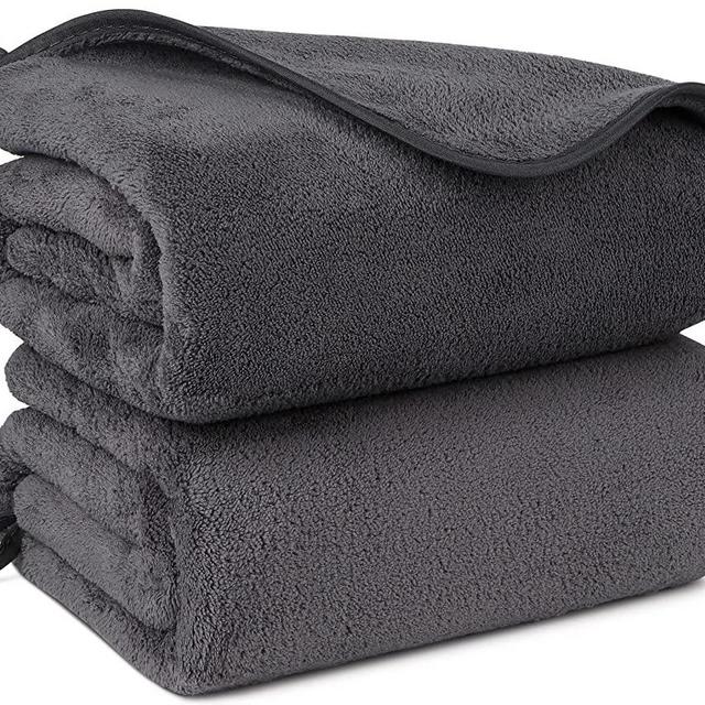 ORIGHTY Bath Towels Set Pack of 2(27’’ x 54’’) - Soft Feel Microfiber Bath Towels for Bathroom, Highly Absorbent Bath Sheet, Quick Drying Shower Towels, Fluffy Towel for Gym, Beach, SPA - Gery