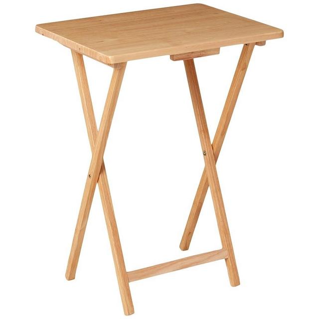 ReMoiz Folding TV Tray Table, Indoor Single Tables for Small Space, Stable Solid Wood Construction Space Saving, 19" L x W 15" W x 26" H (Natural)