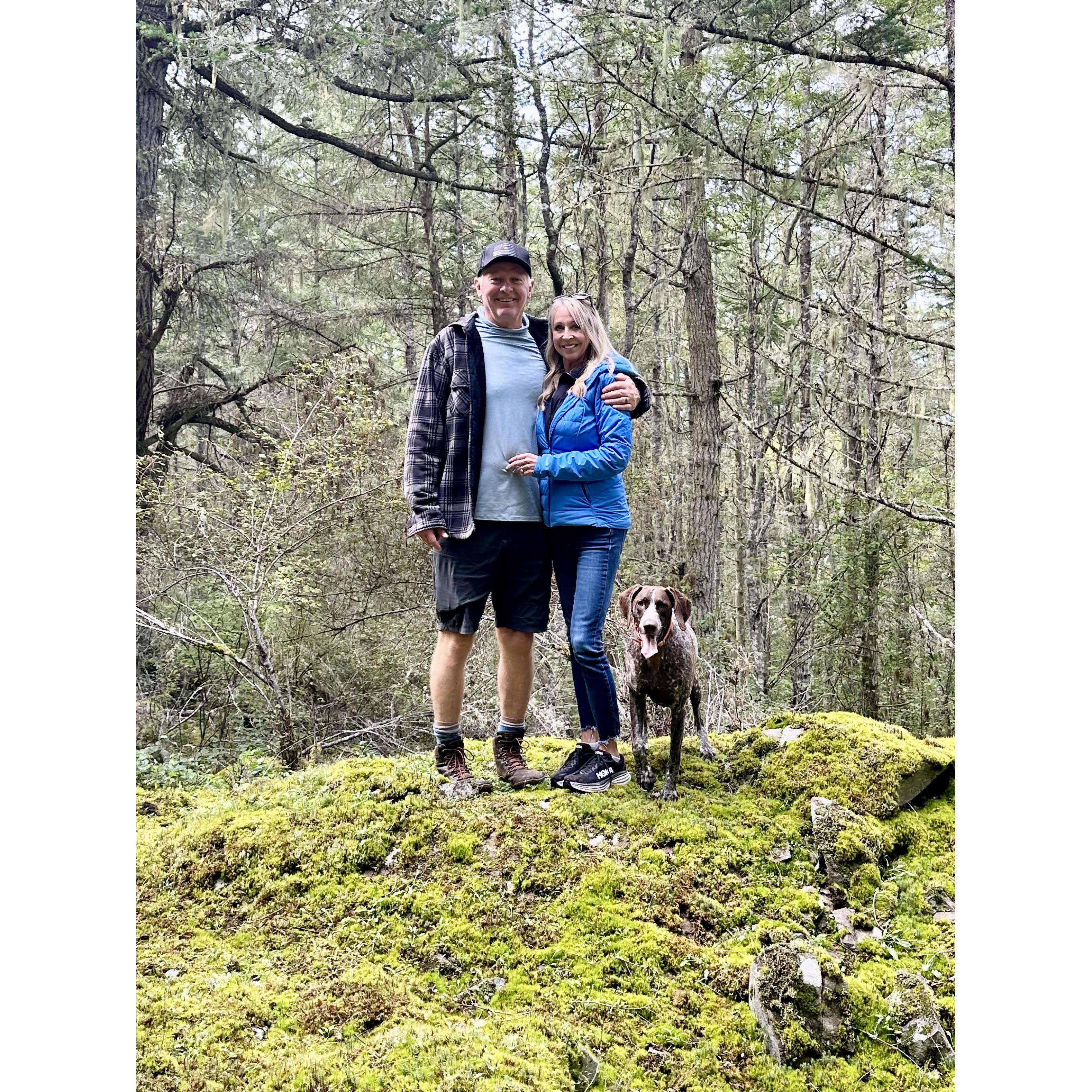 We love the woods & we love our Beau!  Dan & Vicky's cabin in the San Juans.