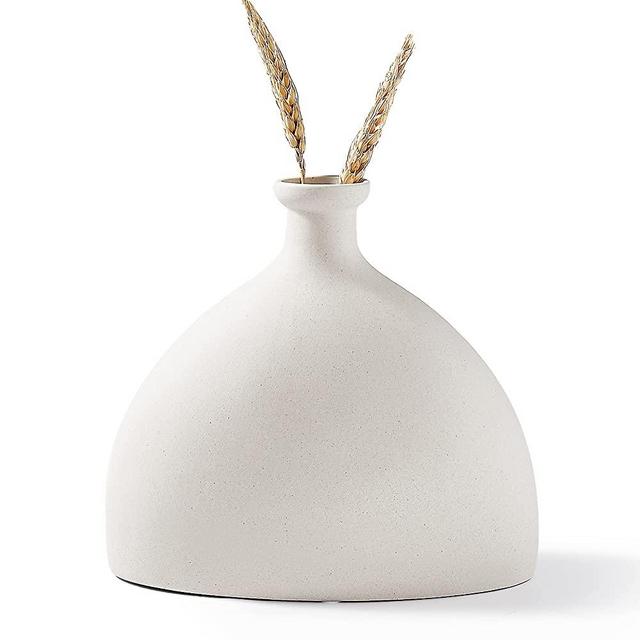 INGLENIX White Ceramic Vases Nordic Minimalism Style Decoration for Centerpieces, Kitchen, Office or Living Room, White Modern Geometric Decorative Vases for Home Decor (INS-C)
