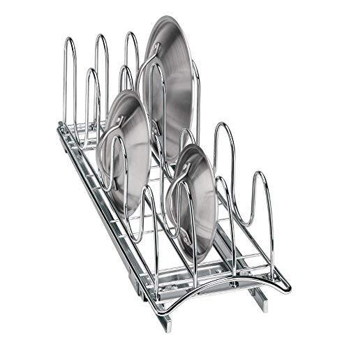 Lynk Professional Roll Out Pan Lid Holder and Pull Out Kitchen Cabinet Organizer Rack, 7.25w x 21d x 9h -inch, Chrome