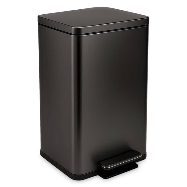 SIMPLI-Magic 13.2 Gallon (50L) Step Trash Can – Kitchen Garbage Can with Slow-Close Lid – Odor Control, Hands-Free, Easy to Clean, Brushed Stainless Steel