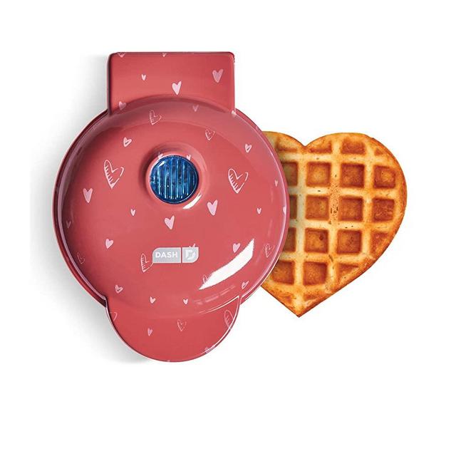 Dash DMW Machine for Individual, Paninis, Hash Browns, other Mini waffle maker, 4 inch, Red love heart