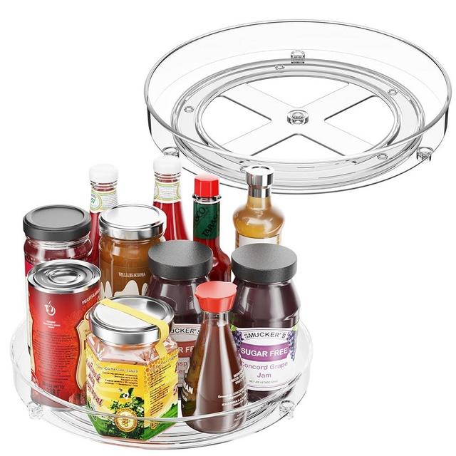 Optish 2 Pack Lazy Susan Organizer, 9.5 Inch Lazy Susan Turntable for Cabinet, Refrigerator Organizer for Pantry Organizers and Storage, Non-Skid Fridge Organizer